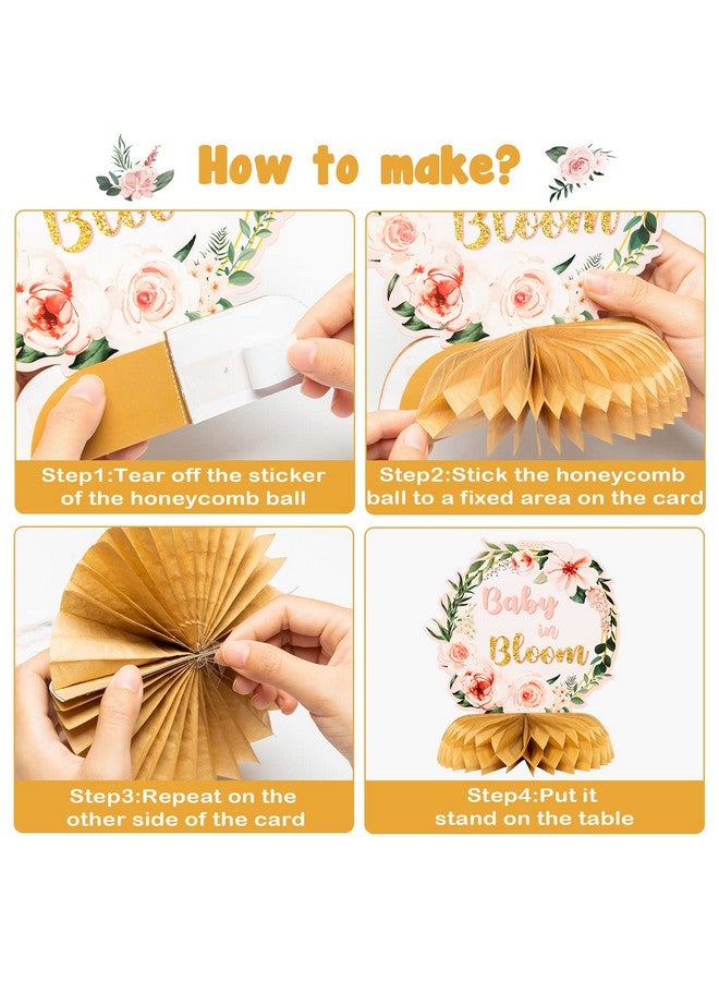 ANGOLIO 12Pcs Spring Floral Baby Shower Party Honeycomb Table Centerpiece Baby in Bloom Table Display with Letters Gender Reveal Decoration Arrangement Favor Block Holder for Girl Birthday - Image 4