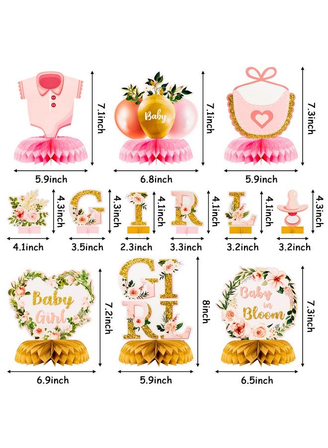 ANGOLIO 12Pcs Spring Floral Baby Shower Party Honeycomb Table Centerpiece Baby in Bloom Table Display with Letters Gender Reveal Decoration Arrangement Favor Block Holder for Girl Birthday - Image 2