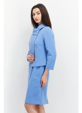 Nipon Boutique Women Regular Fit Solid Button Front Suit, Blue  - Image 2