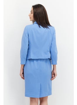 Nipon Boutique Women Regular Fit Solid Button Front Suit, Blue  - Image 4