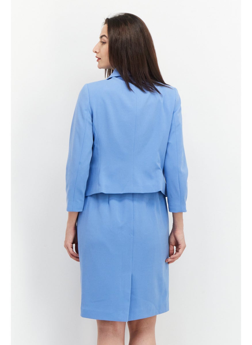 Nipon Boutique - Women Regular Fit Solid Button Front Suit, Blue - Image 1