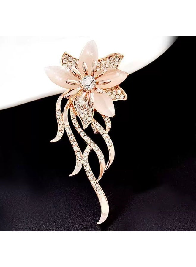 Goolsky Brooches for women, 1pc Rhinestone brooch pin, Elegant Gold Crystal Floral Wedding Bouquet Brooch - Image 4