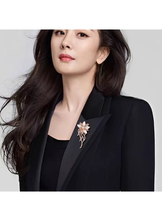 Goolsky Brooches for women, 1pc Rhinestone brooch pin, Elegant Gold Crystal Floral Wedding Bouquet Brooch - Image 5