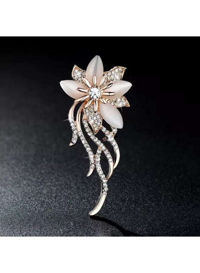 Goolsky Brooches for women, 1pc Rhinestone brooch pin, Elegant Gold Crystal Floral Wedding Bouquet Brooch - Image 3