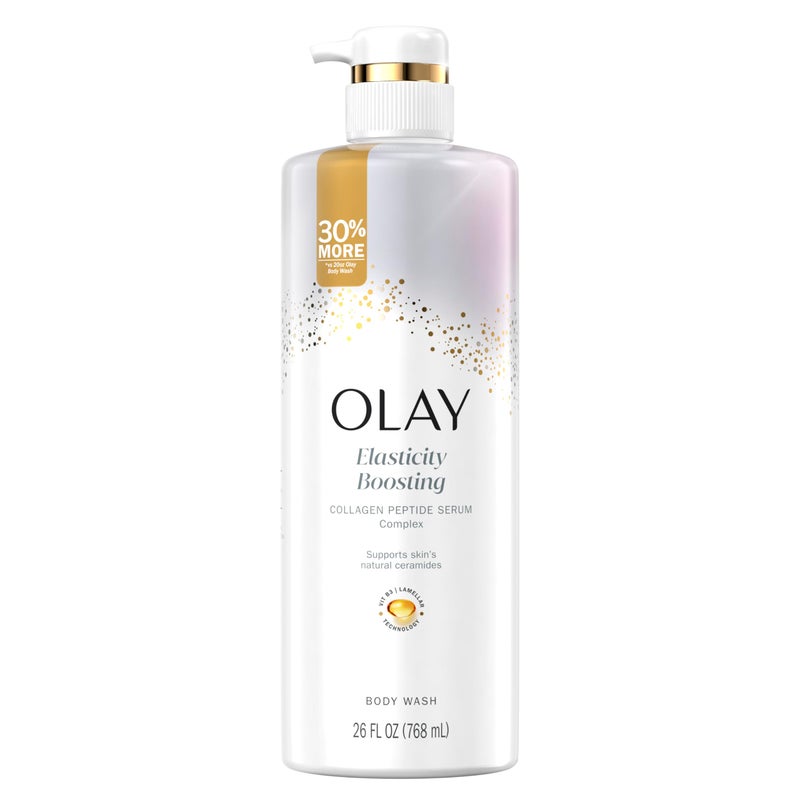 Olay Body Wash for Women, Elasticity Boosting, Collagen Peptide Serum Complex, Renews Moisture, Free of Parabens & Phthalates, Vitamin B3 Lameller Technology, For All Skin Types, 26 fl oz - Image 1