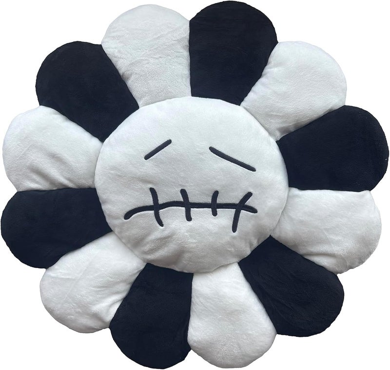 SNEPOO Smile Face Plush Rainbow Pillow, Sunflower Indie Decor Plush Pillow Soft & Comfortable Flower Floor Pillow for Home Reading Bed Room Decoration (White, 40CM) - Image 1