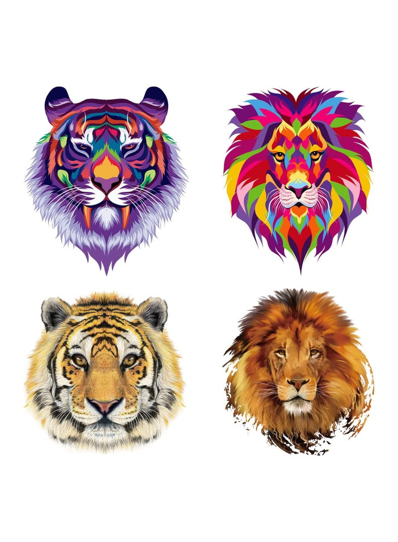 Generic 4 LION FACE PICTURE HEAT TRANSFER STICKER FOR DIFFERENT CLOTH CAN APPLY USING HOT IRON - Image 1