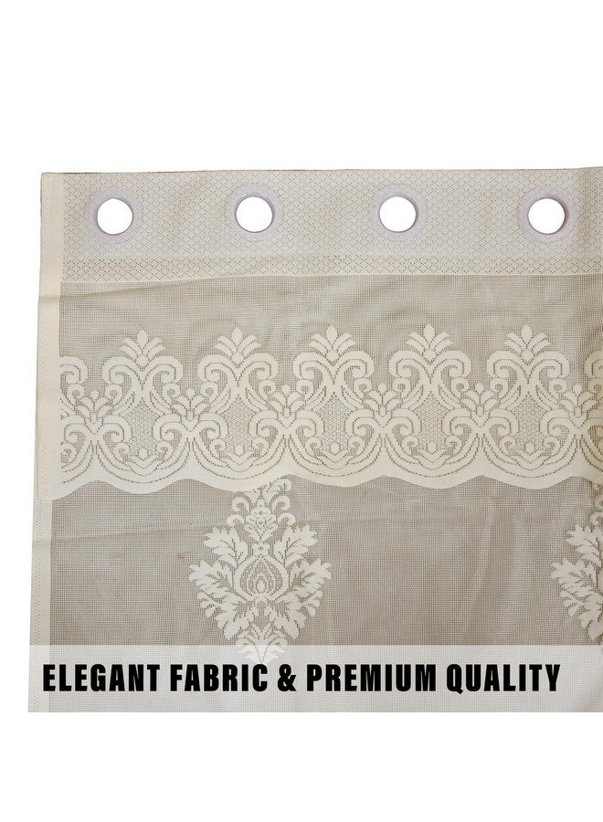 Kuber Industries Darkening Window Curtains | Sheer Curtain with 8 Rings | Parda for Living Room | Drapes for Bedroom | Net Frill Window Curtain | 5 Ft | SY15ZZ | Pack of 2 | Cream - Image 2