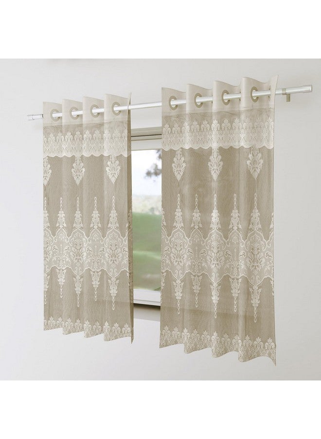 Kuber Industries Darkening Window Curtains | Sheer Curtain with 8 Rings | Parda for Living Room | Drapes for Bedroom | Net Frill Window Curtain | 5 Ft | SY15ZZ | Pack of 2 | Cream - Image 5