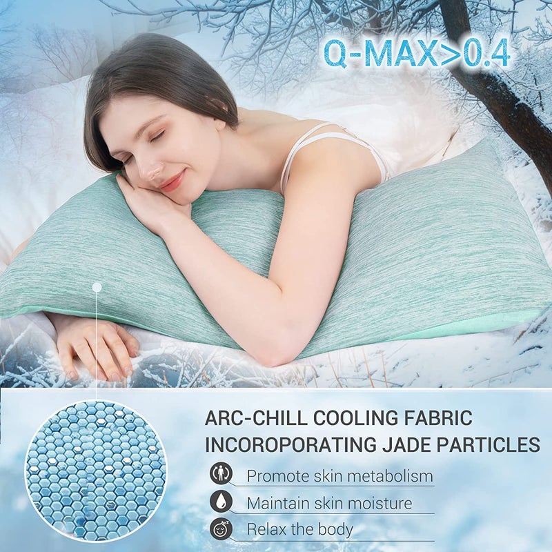 MarchPower Cooling Pillingcase Size Size for Hot Sleepers اليابانية ARC-CHILL COMPLOW CASES Double Design 2 Pack Zipperd Creatable Condible Condible Case (King 20 'x 36')-Green - Image 4
