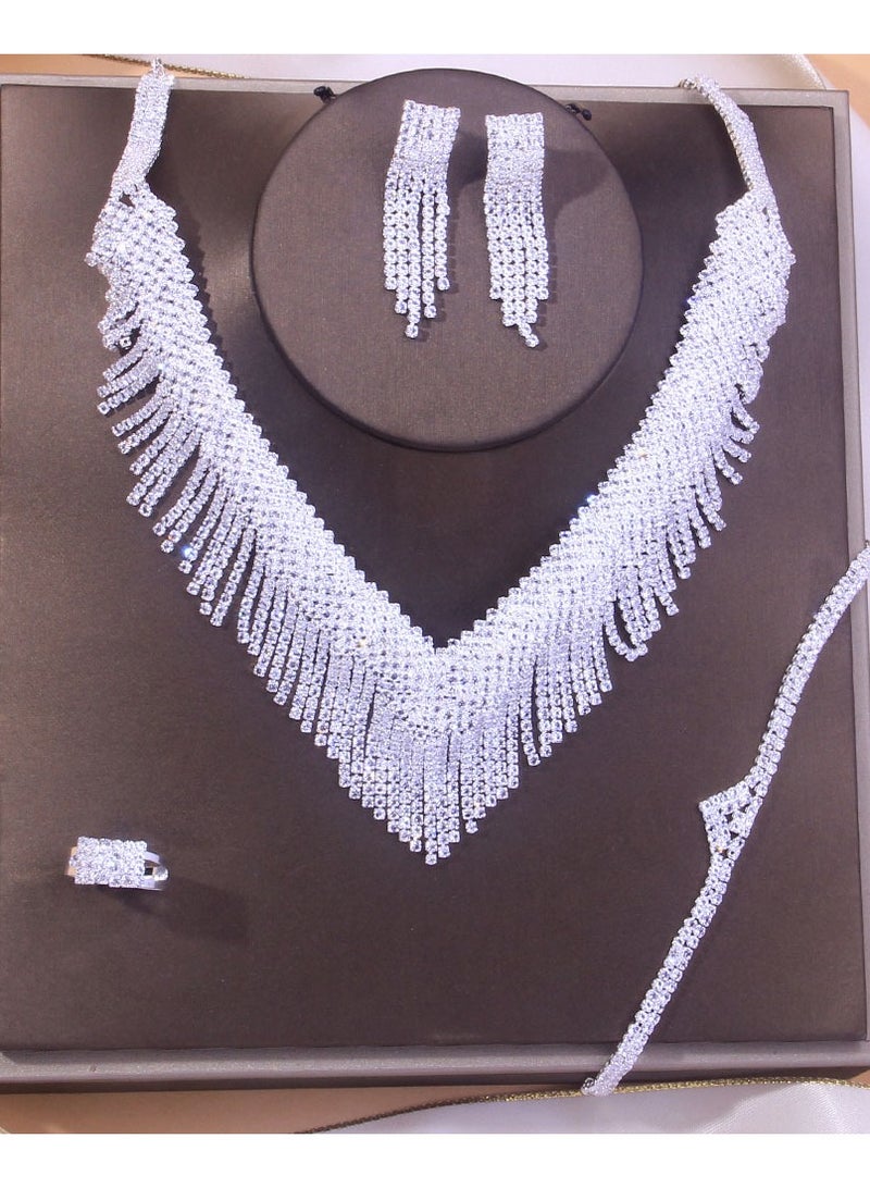 Mark Fairwhale Micro Inlaid Zircon Tassel Necklace Four Piece Set - Image 1