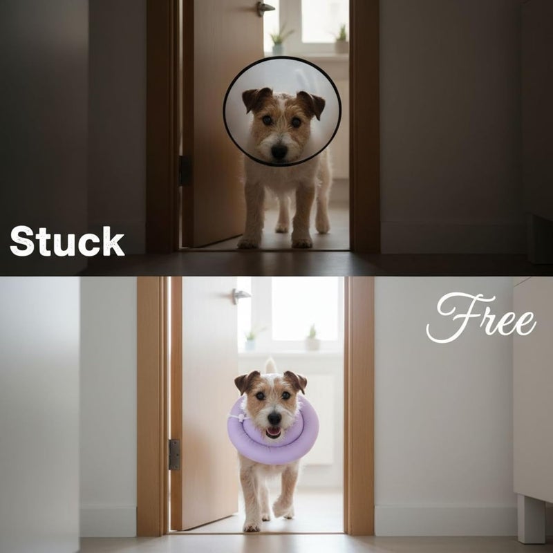 Soft Dog Cone, 9.8 in Adjustable Two-Layer Recovery Dog Donut Collar, Comfy Polyester Waterproof Puppy Cone Alternative, for Post Surgery Anti-Bite Lick Wound Healing and Pet E-Collar - Image 3