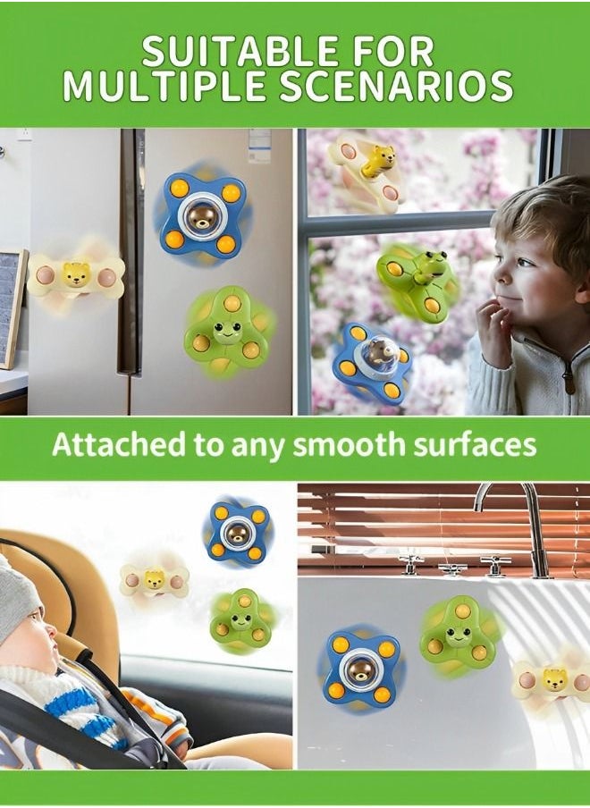 GROIC - 3 Pcs Suction Cup Spinner Toys, 3D Cartoon Sensory Spinning Top Toys for Toddlers, Bath Teething Montessori STEM Fidget Spinning Toys for Babies - Image 1