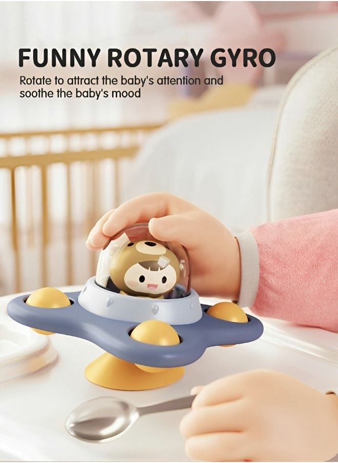 GROIC - 3 Pcs Suction Cup Spinner Toys, 3D Cartoon Sensory Spinning Top Toys for Toddlers, Bath Teething Montessori STEM Fidget Spinning Toys for Babies - Image 1