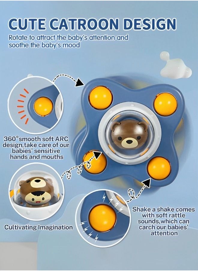 GROIC - 3 Pcs Suction Cup Spinner Toys, 3D Cartoon Sensory Spinning Top Toys for Toddlers, Bath Teething Montessori STEM Fidget Spinning Toys for Babies - Image 1
