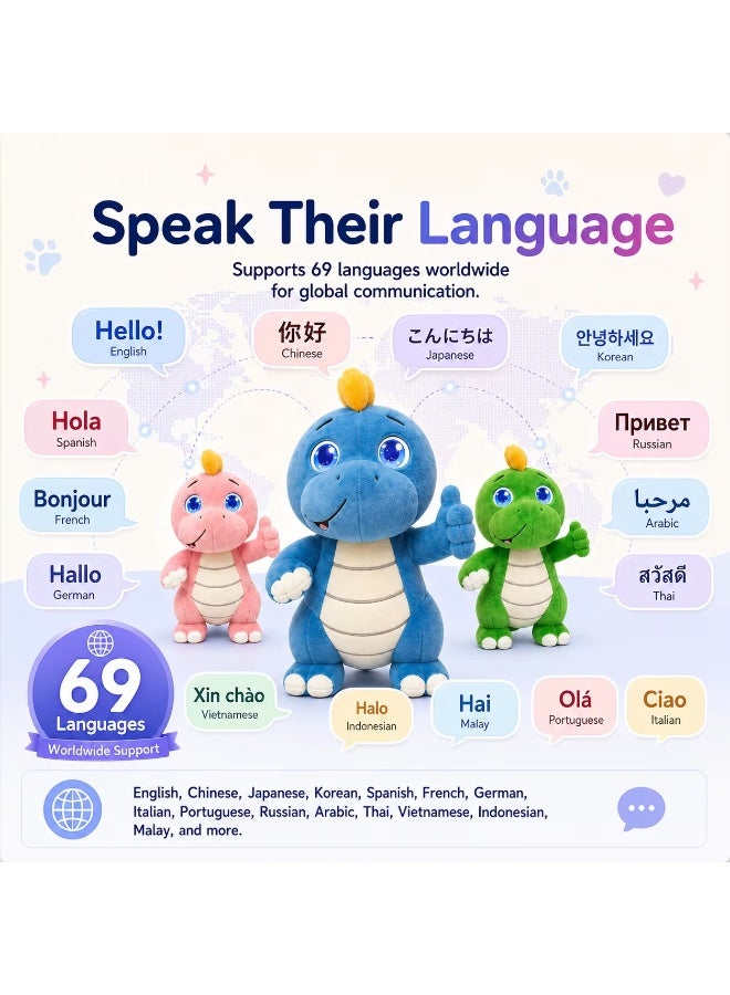 AI Smart Plush Toy Vera Dinosaur for Kids ChatGPT AI Companion Robot 69 Languages Voice Interaction Storytelling Learning Assistant Emotional Support Dinosaur Toy Birthday Gift - Image 5