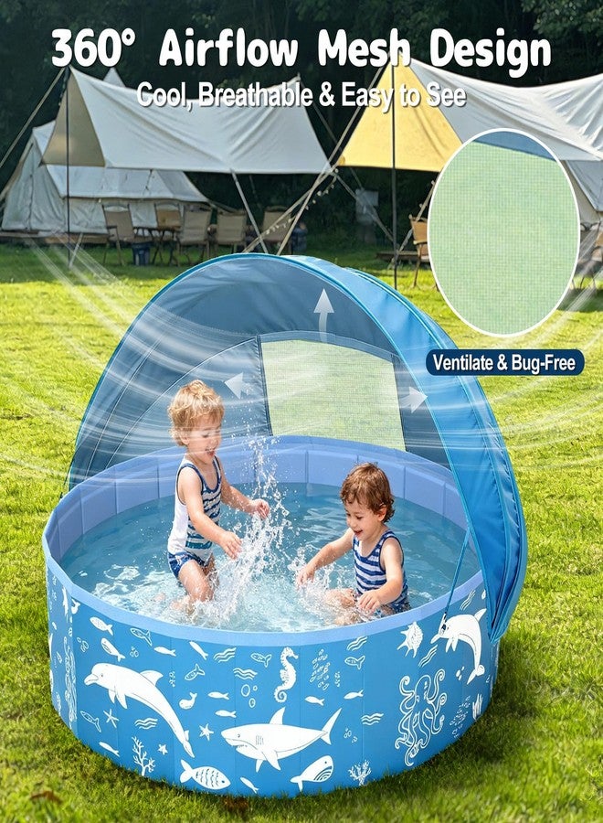 EPN Kiddie Pool with Canopy, 63” Foldable Baby & Toddler Pool with UPF 50+ Sunshade, EPN BPA-Free Thick PVC Portable Kids Pool for Outdoor Backyard & Beach, Mesh Vent for Summer Water Play - Image 3