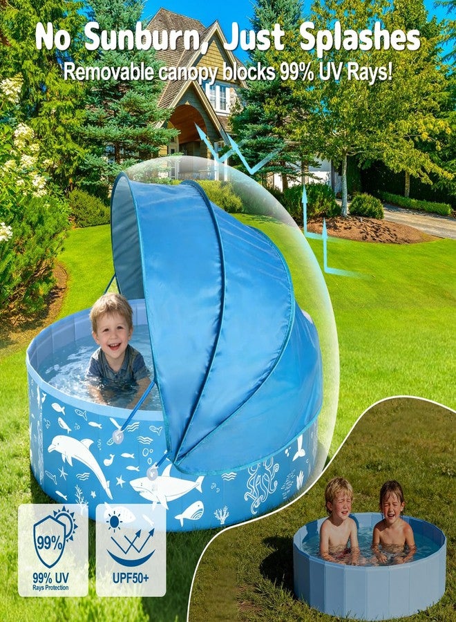 EPN Kiddie Pool with Canopy, 63” Foldable Baby & Toddler Pool with UPF 50+ Sunshade, EPN BPA-Free Thick PVC Portable Kids Pool for Outdoor Backyard & Beach, Mesh Vent for Summer Water Play - Image 2