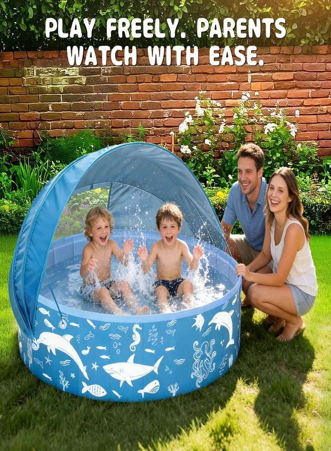 EPN Kiddie Pool with Canopy, 63” Foldable Baby & Toddler Pool with UPF 50+ Sunshade, EPN BPA-Free Thick PVC Portable Kids Pool for Outdoor Backyard & Beach, Mesh Vent for Summer Water Play - Image 4