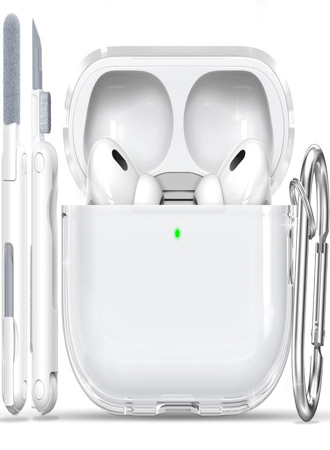 RFUNGUANGO for Airpods Pro 2nd Gen/1st Gen Protective, Soft TPU airpods pro 2 case, Transparent with Cleaning Kit, with Keychain, for air podspro2 case, Unisex -White - Image 1
