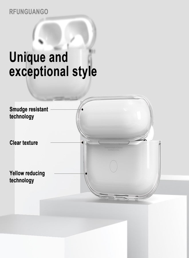 RFUNGUANGO for Airpods Pro 2nd Gen/1st Gen Protective, Soft TPU airpods pro 2 case, Transparent with Cleaning Kit, with Keychain, for air podspro2 case, Unisex -White - Image 3