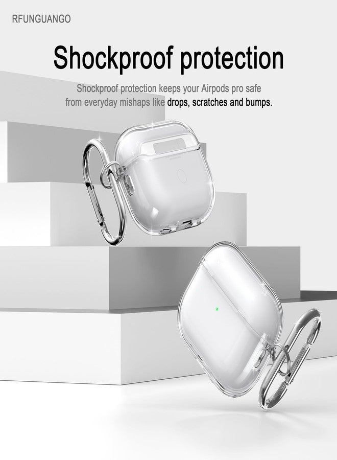 RFUNGUANGO for Airpods Pro 2nd Gen/1st Gen Protective, Soft TPU airpods pro 2 case, Transparent with Cleaning Kit, with Keychain, for air podspro2 case, Unisex -White - Image 5