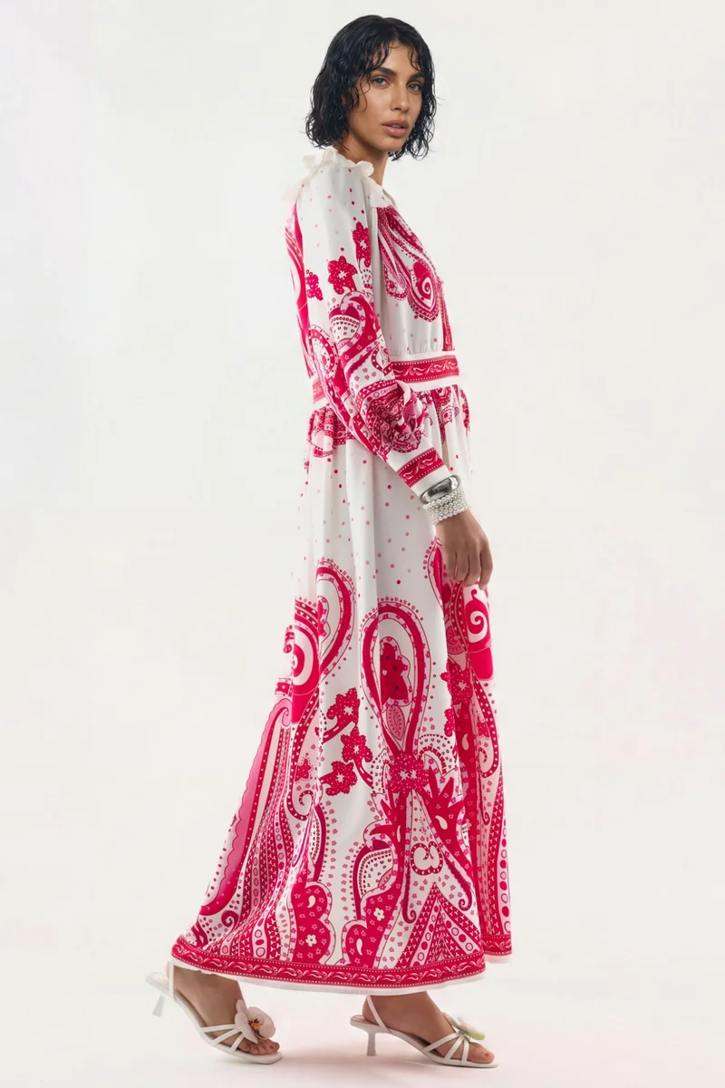 Jennyfer V-Neck Paisley Maxi Dress with Slit