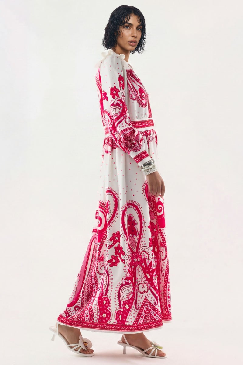 Jennyfer V-Neck Paisley Maxi Dress with Slit - Image 2