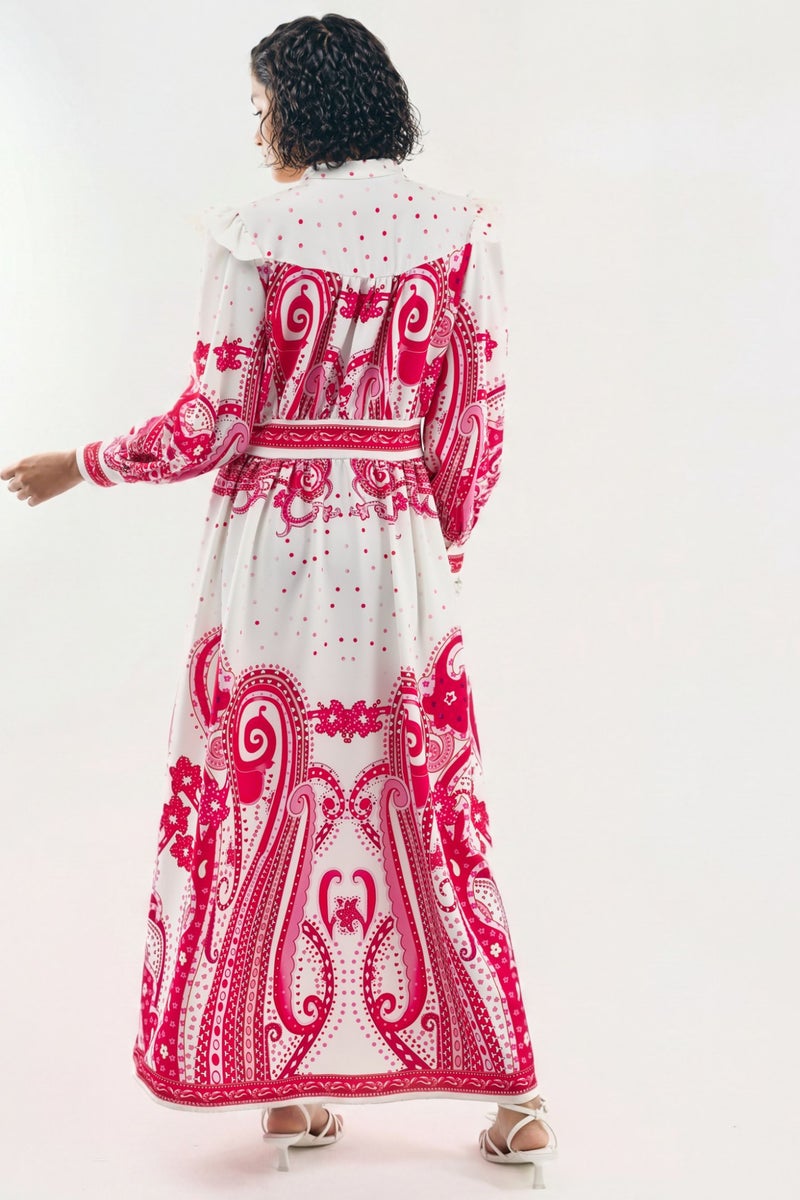 Jennyfer V-Neck Paisley Maxi Dress with Slit - Image 3