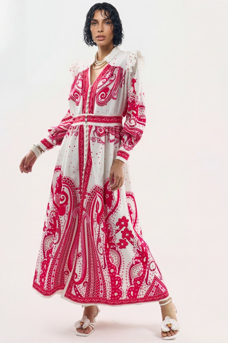 Jennyfer V-Neck Paisley Maxi Dress with Slit - Image 4