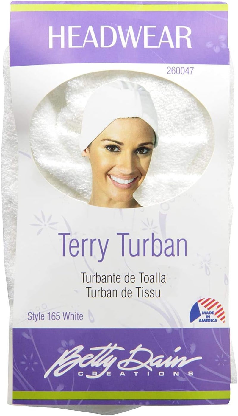Betty Dain Stretch Terry Cloth Turban - Soft and Comfortable Headwear for Hair Loss - White - Image 4
