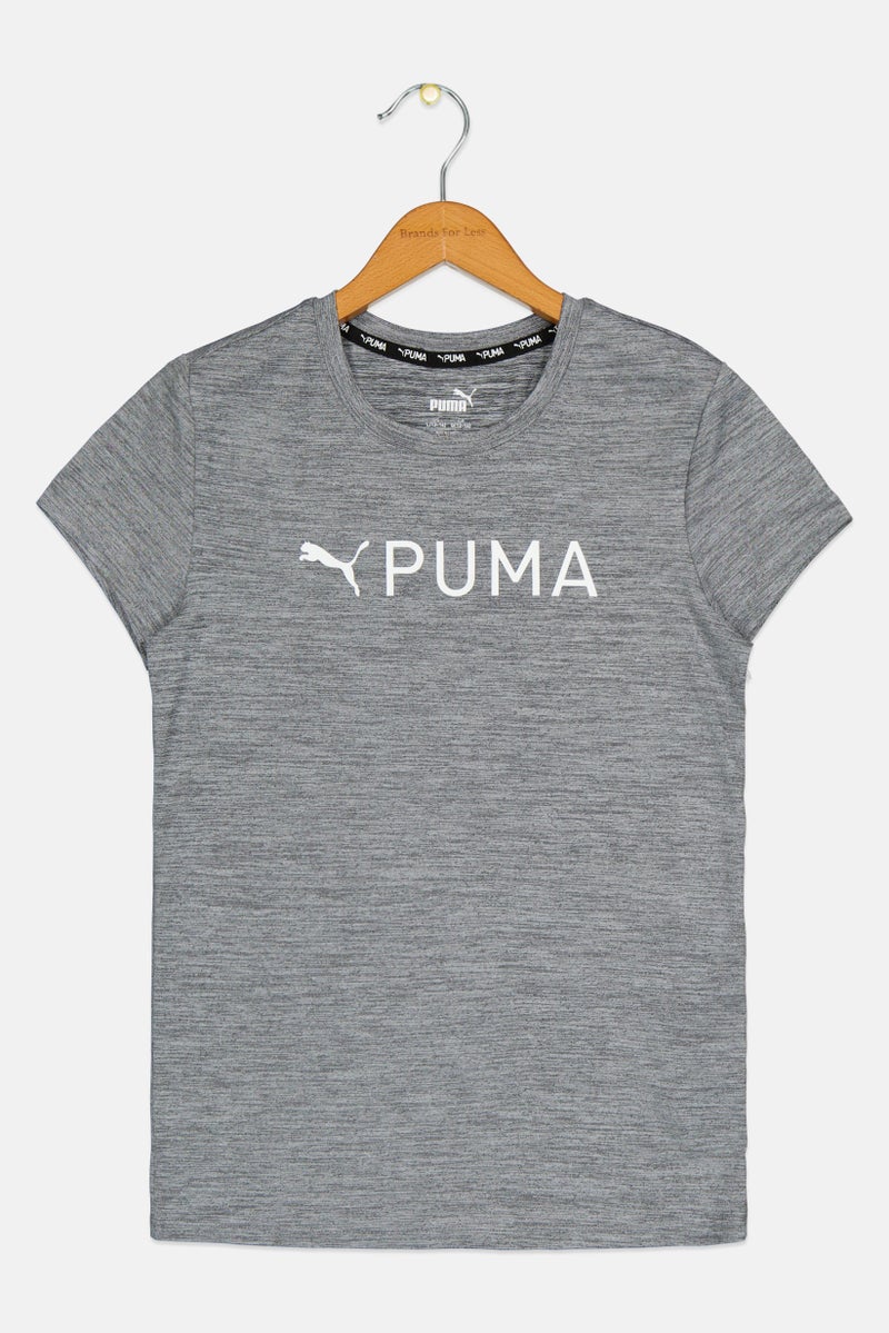 PUMA Kids Girl Sportswear Fit Short Sleeve Running T-Shirt, Grey - Image 2