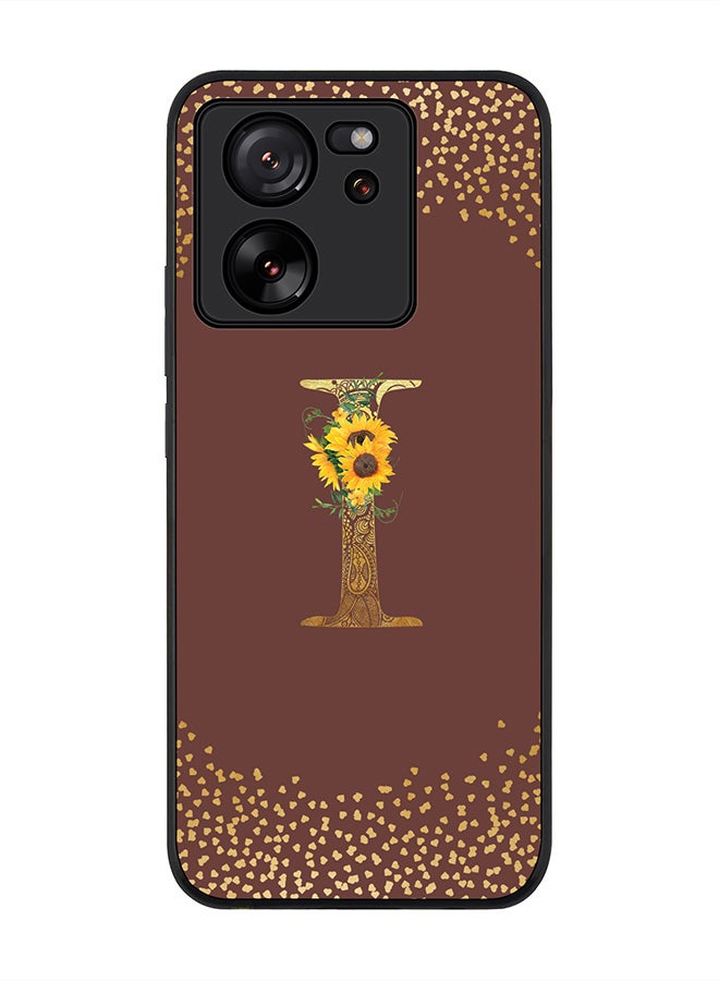 Stylizedd Case for Xiaomi 13T / Xiaomi 13T Pro, Slim fit Flexible Cover Custom Monogram Initial Letter Floral Mandala Pattern Alphabet - I (Brown) - Image 1