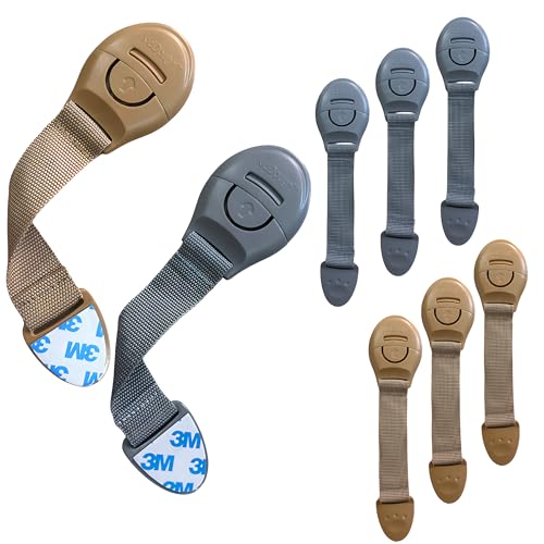 KidDough Furniture Safety Locks for Kids - Pack of 4 Beige + 4 Grey Locks, Child Safety Locks for Drawers, Cabinets, Fridge, Cupboard Lock, Strong and Adhesive Safety Locks - Image 1