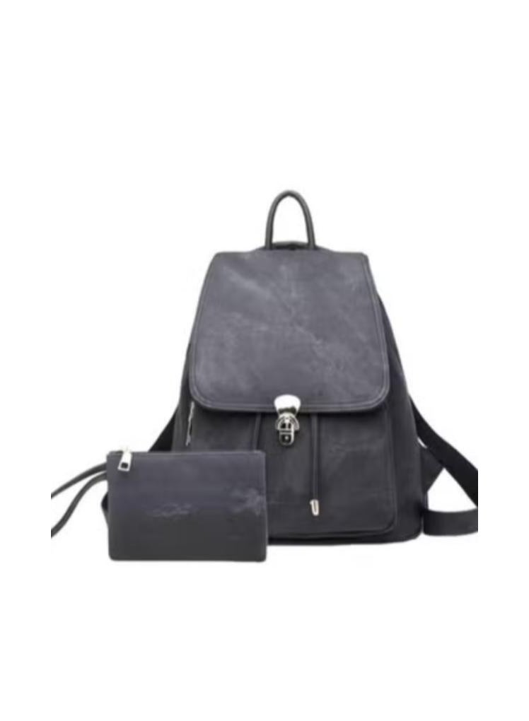 Nariele Denim Knapsack Backpack With Purse