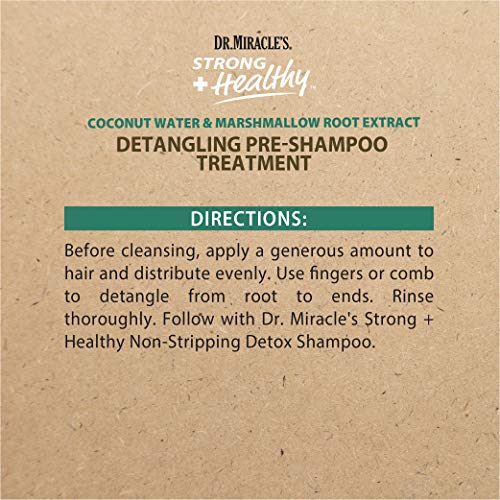 Dr Miracle's Dr. Miracle's Strong & Healthy Detangling Pre-Shampoo Treatment. Infused with Coconut Water, Marshmallow Root and Aloe Vera, Hydrates and Restores Moisture to Dry Damaged Hair 12 oz - Image 4
