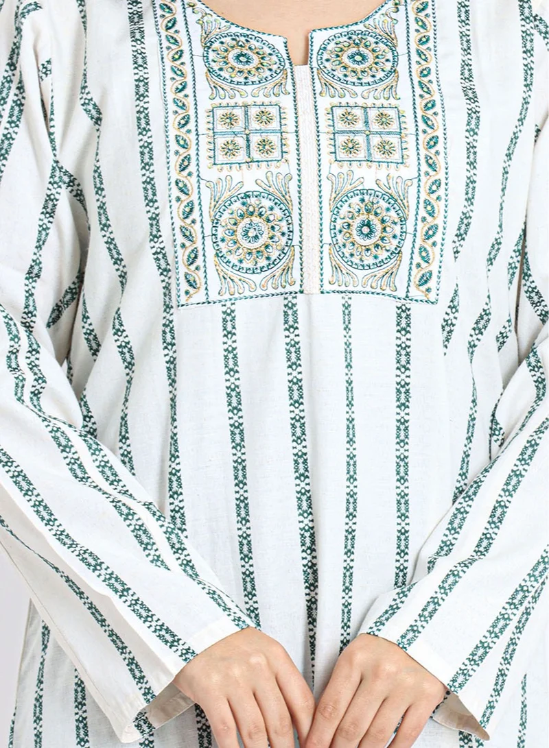 IKKXA Embroidered Jalabiya IK1599 Green