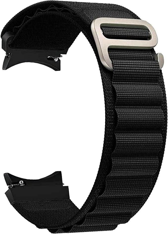 PEFKO PSS32 20MM Alpine Nylon Loop Bands / Straps Compatible For Samsung Galaxy Watch 4 & Galaxy 5 44mm 40mm / Watch 5 Pro Band 45mm / Galaxy Watch 4 Classic Bands 46mm 42mm【 👉 Only Watch Strap ⌚ Watch NOT Included 】 BLACK [ ALPINE ] - Image 1