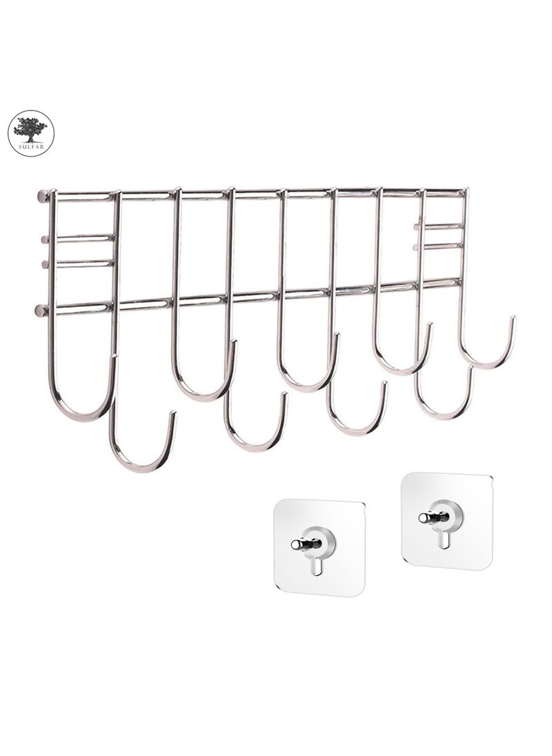 sulfar Sulfar Stainless Steel Hook Hanger Rail Towel Rod Hook Rail for Bathroom and Kitchen (Silver) Pack of 1  - Image 3