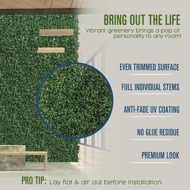 Houseables Grass Wall, Greenery Wall, Grass Backdrop, Greenery Backdrop, Boxwood Panels, Artificial Green Decor, Faux Hedge, Fake Plant Squares, Flower Leaf Tiles, Outdoor Living Decoration (Boxwood Panels) - Image 2