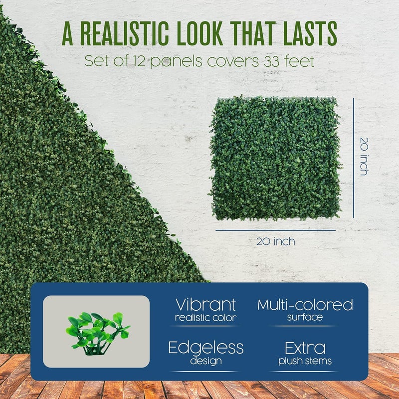 Houseables Grass Wall, Greenery Wall, Grass Backdrop, Greenery Backdrop, Boxwood Panels, Artificial Green Decor, Faux Hedge, Fake Plant Squares, Flower Leaf Tiles, Outdoor Living Decoration (Boxwood Panels) - Image 4