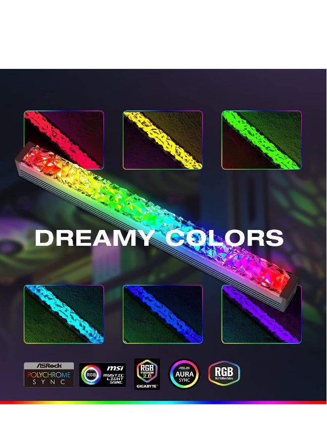 Acrylic ARGB LED Strip for Gaming Case with 5V 3-pin ARGB LED and 4-pin Header Adapter, Compatible with Aura SYNC, Gigabyte RGB Fusion, MSI Mystic Light Sync(280MM)