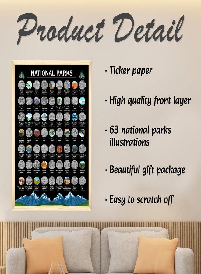 XccMe Framed US National Parks Scratch Off Poster,National Parks Gifts,ALL 63 National Parks Poster,Bucket Park List for Travel Adventure Enthusiast,National Park Wall Decor (12"x16" Silver) - Image 5