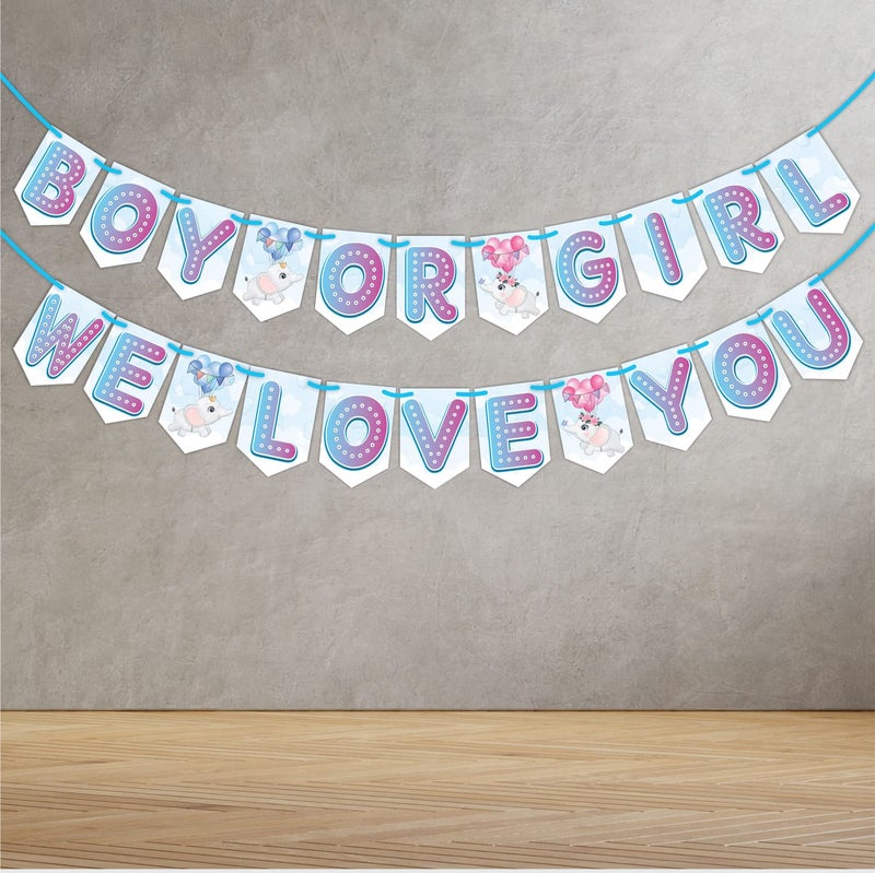WOBBOX WOBBOX Baby Shower Combo of Party Props 28 Pcs & Boy Or Girl We Love You Bunting Banner, with Mommy to be Rose Red Sash Baby Shower Decoration Item (Pack of 3)  - Image 4