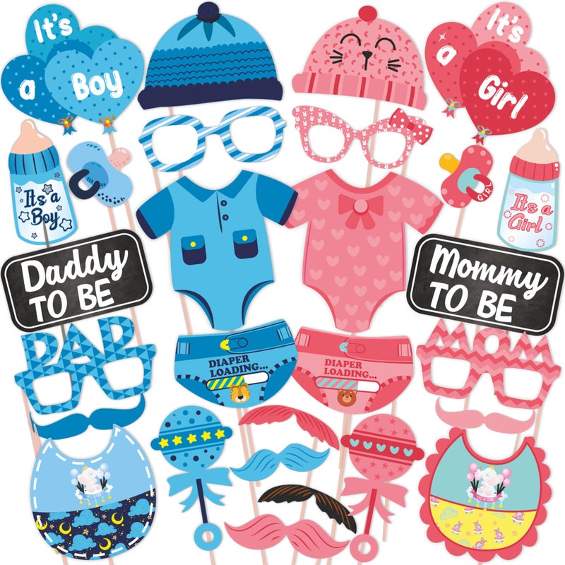 WOBBOX WOBBOX Baby Shower Combo of Party Props 28 Pcs & Boy Or Girl We Love You Bunting Banner, with Mommy to be Rose Red Sash Baby Shower Decoration Item (Pack of 3)  - Image 5