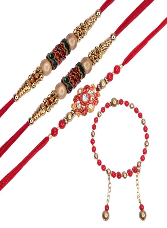 KYNA Rakshabandan Special Combo of Thread Rakhi for Brother and Bhabhi Multicolour Pack of 1 - Image 1
