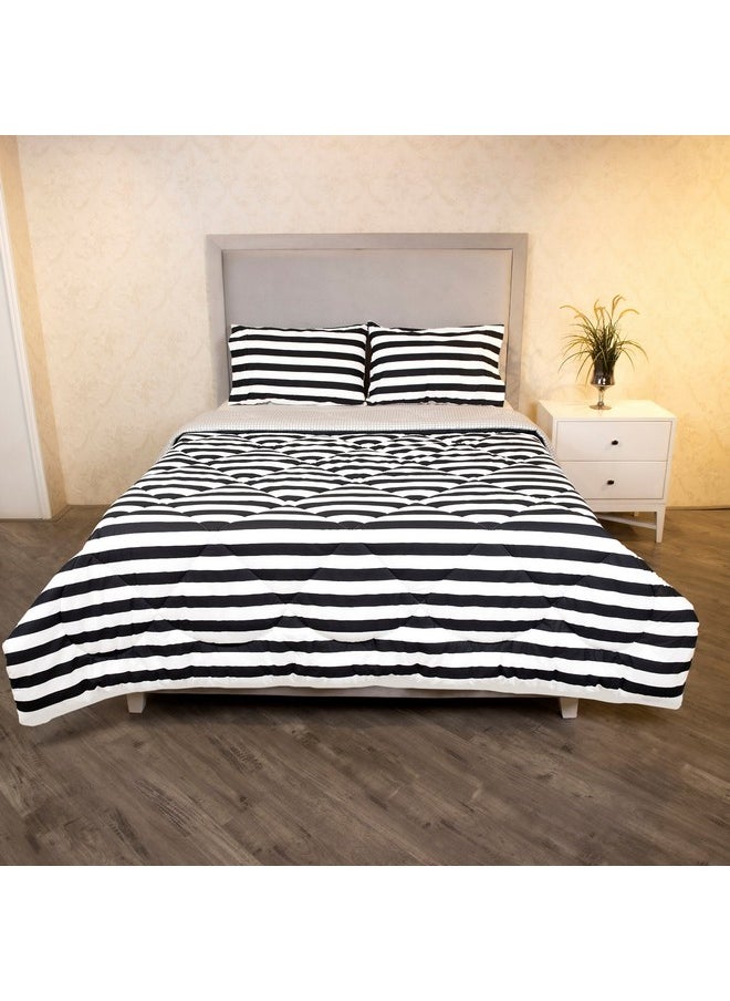 Home Box Malta 3-Piece Striped Printed Cotton King Comforter Set 240 x 220 cm  - Image 1