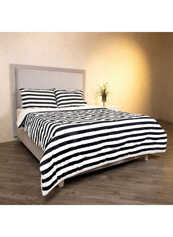 Home Box Malta 3-Piece Striped Printed Cotton King Comforter Set 240 x 220 cm  - Image 2