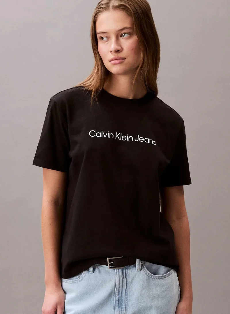 Calvin Klein Jeans Black Short Sleeve T-Shirt for Women | Best Price UAE