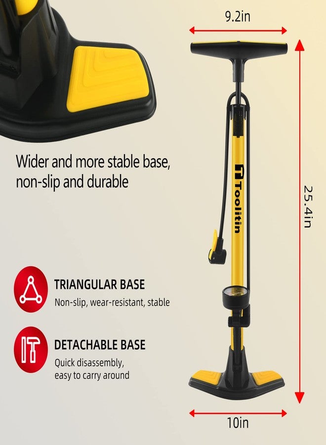 TOOLITIN Floor Bike Pump with Gauge,160 PSI High Pressure,Bicycle Pump Compatible with Presta and Schrader Valve,Bike Tire Pump for Road Bike,MTB,Hybrid,Balls - Image 3